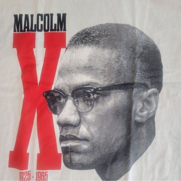 Malcom X 1925 - 1965 Shirt Mens Large  Beige Short Sleeve Graphic Black History - Picture 3 of 12